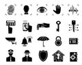 Security system. Set  icons. Black silhouette Royalty Free Stock Photo